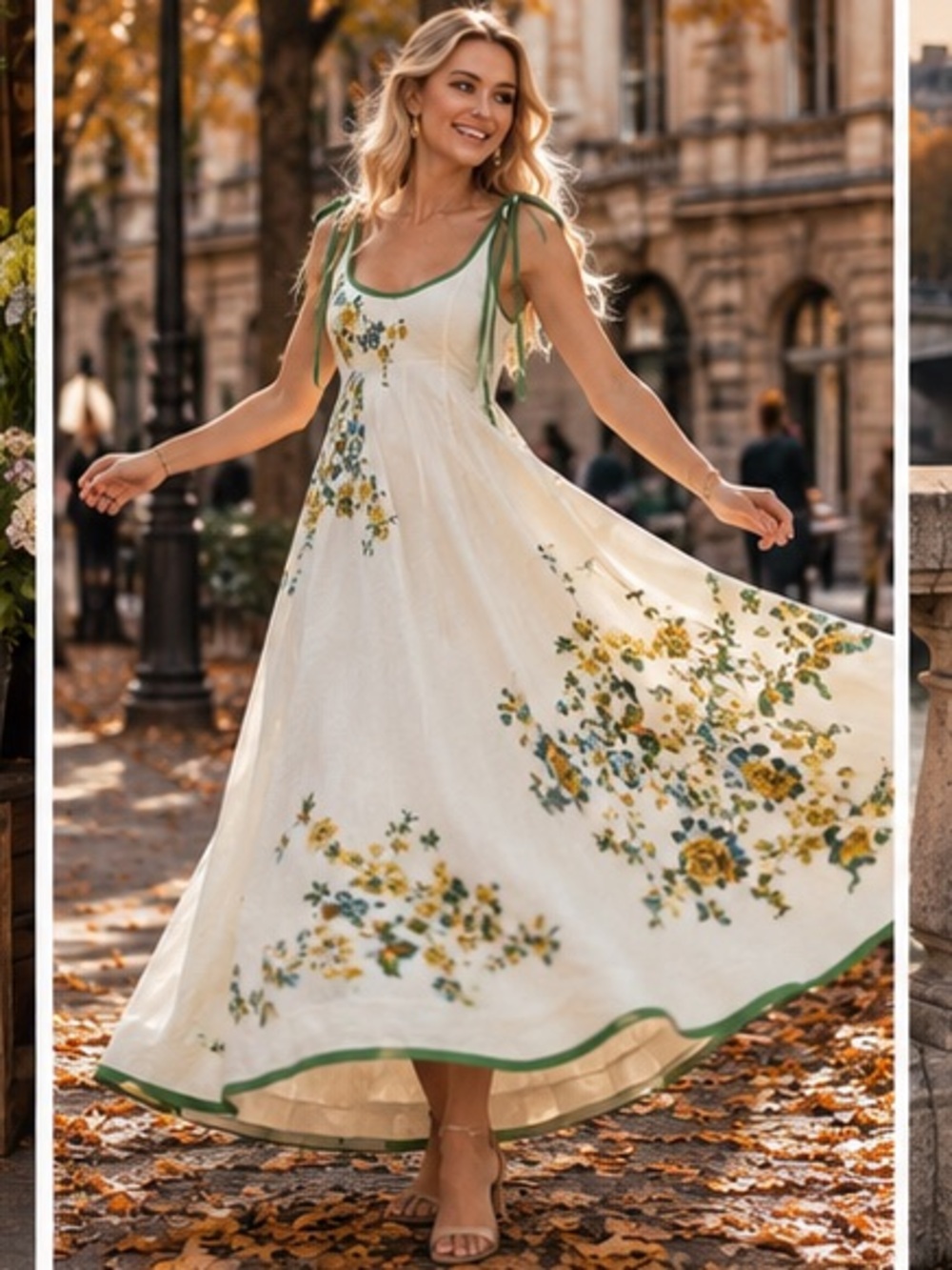 Alemais Cream Floral Maxi Dress with Yellow & Green Accents